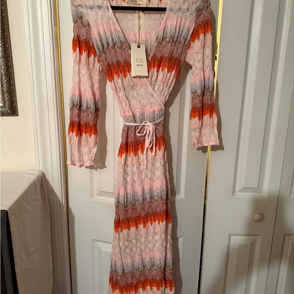 DX Collection Multicolor Knit Wrap Dress
